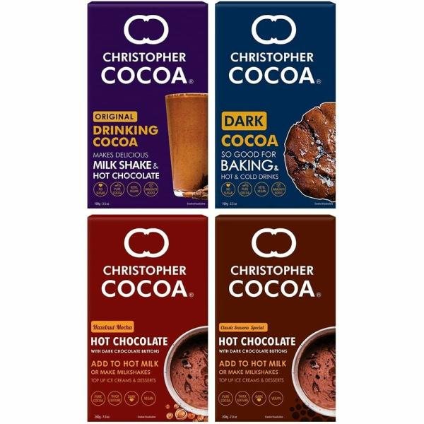 christopher cocoa powder drinking chocolate cocoa 100g dark cocoa 100g hot chocolate with dark chocolate buttons 200g hazelnut mocha hot chocolate with dark chocolate buttons 200g product images orvi5glfvrr p591431029 0 202205181813