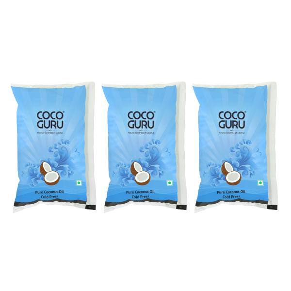 cocoguru cold pressed coconut oil pouch 1 litre pack of 3 product images orvygrjyatf p591776998 0 202208271155