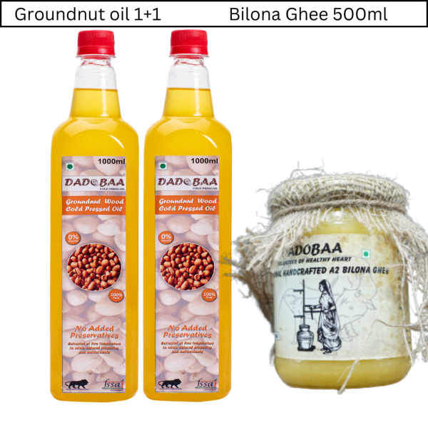 combo groundnut wood pressed oil 1000ml 2 bottles 500ml a2 bilona gir cow ghee product images orvxj1cdr3j p594252280 0 202210040703