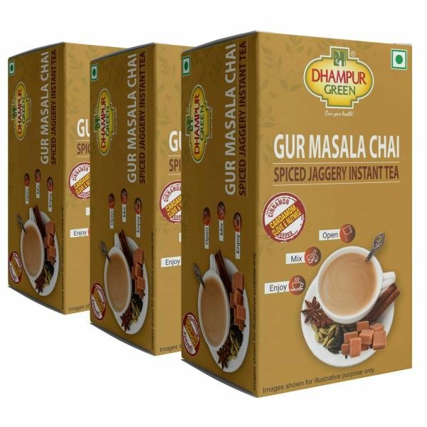 dhampur green instant gur masala chai spiced jaggery tea 140g x 3 premix spice tea chai masala jaggery product images orvdjjzxpjy p595431170 0 202211182041