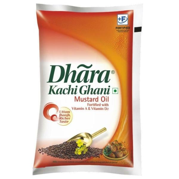 Dhara Kachi Ghani Mustard Oil 1 L (Pouch)