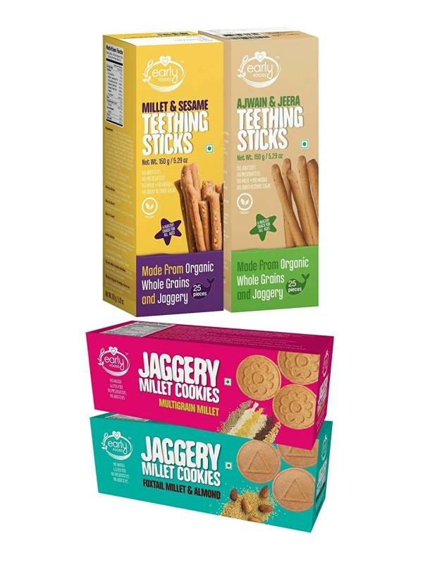 early foods assorted teething sticks plus cookies combo millet and ajwain multigrain foxtail 600 g pack of 4 product images orvjdaq4485 p591755624 0 202205310844