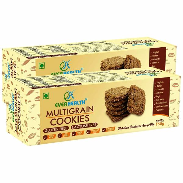 everhealth multigrain cookies pack of 2 x 150g each low gi low carbs no maida no added sugar high fibre gluten free lactose free diabetic friendly healthy guilt free cookies product images orvilsq2inm p598271759 0 202302101229