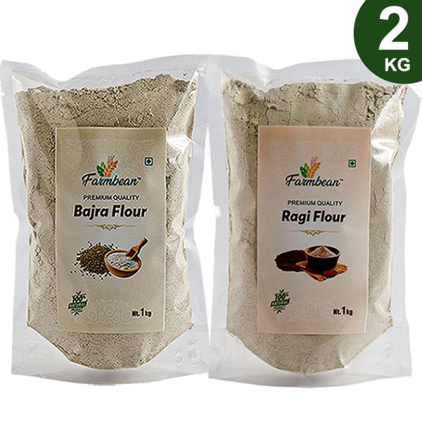 farmbean millets flour combo 2kg pack of 2 bajra flour ragi flour organic flour rich in dietary fibers healthy food gluten free atta no preservatives no trans fats high protein 100 more fibre product images orvfj0pptsj p598536205 0 202302190424