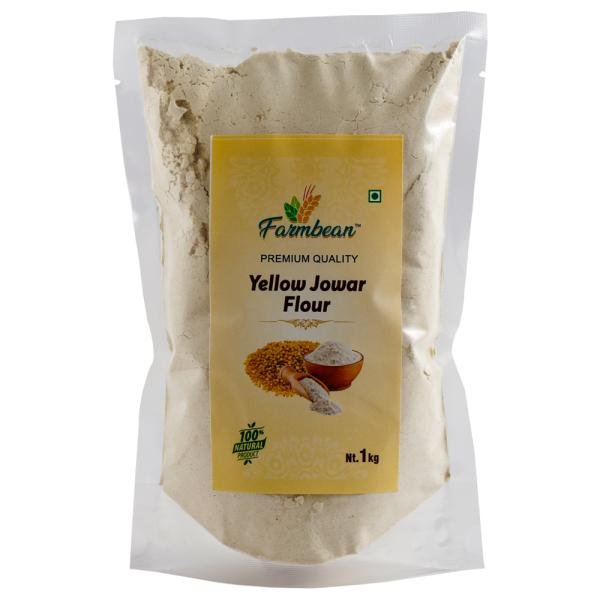 farmbean organic yellow jowar flour 1kg jawar ka atta sorghum flour jonna flour healthy food gluten free atta no preservatives no trans fats high protein food jowar flour high protein 100 more fibre product images orvzfaahaw4 p598104483 0 202302040134