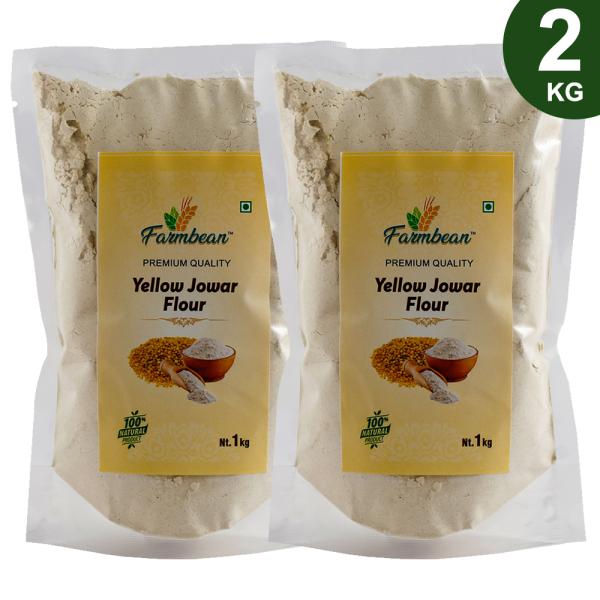 farmbean organic yellow jowar flour 2kg jawar ka atta sorghum flour jonna flour healthy food gluten free atta no preservatives no trans fats high protein food jowar flour high protein 100 more fibre product images orvquappgfd p598132911 0 202302050115