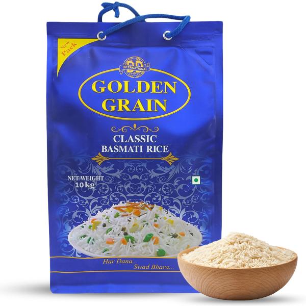 golden grain classic basmati rice 10kg pack offer long grain with rich pleasant aroma everyday basmati rice whole grain non gmo 1121 biryani pulao rice chawal for daily cooking product images orvnfpbagij p598240057 0 202302180949