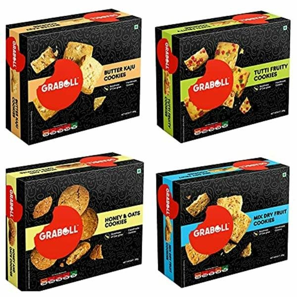 graboll handmade cookies butter kaju dryfruits honeyoats jeera and tuttifruity gourmet with goodness of cow ghee 200 gram each pack of 4 product images orv2uhawskc p591956997 0 202206061147