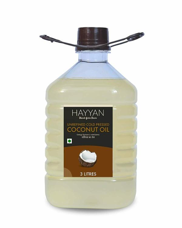 hayyan cold pressed coconut oil unrefined for cooking skin chekku ghani 3 litres product images orvihwhzqfj p591434967 0 202205182226