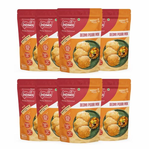 indimix bedmi poori mix flour atta 500g pack of 8 product images orvukgm0pon p598503453 0 202302180830