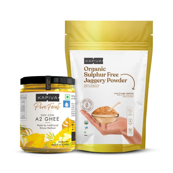 kapiva a2 desi ghee 500 ml kapiva organic jaggery powder 500 grams product images orvps9zpkub p596792449 0 202212301020