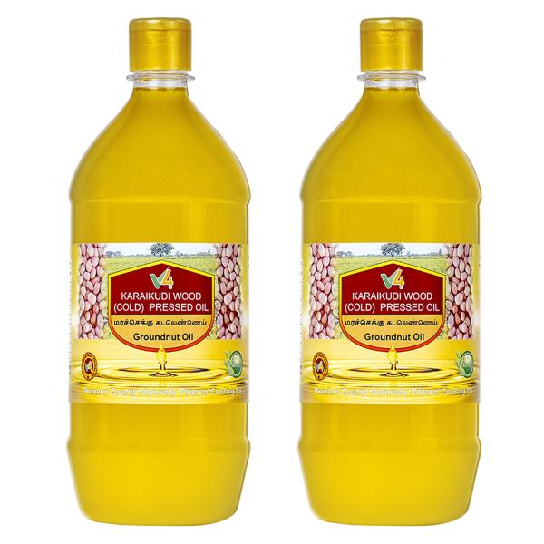 Karaikudi Wood Cold Pressed Groundnut Oil 2* 1L Pack (Marachekku ...