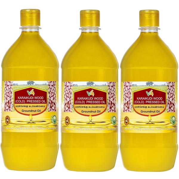 Karaikudi Wood Cold Pressed Groundnut Oil 2* 1L Pack (Marachekku ...