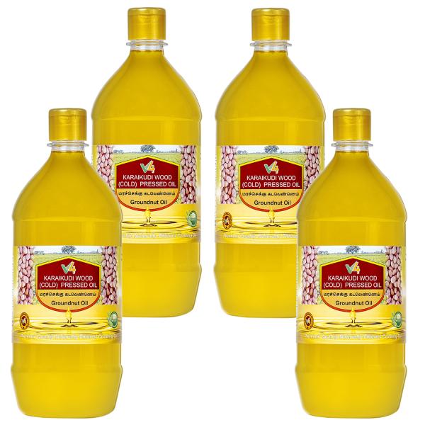 Karaikudi Wood Cold Pressed Groundnut Oil 2* 1L Pack (Marachekku ...