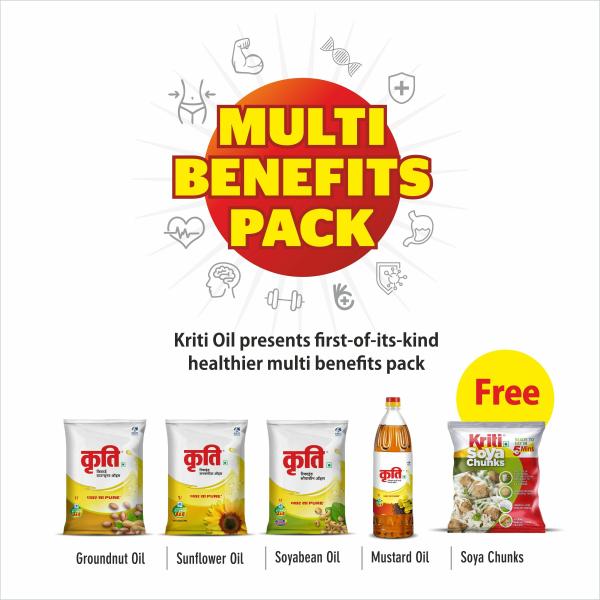 kriti refined oil multi benefits 1l each pouch 4 x 1 l groundnut oil sunflower oil mustard oil soybean oil free 40g soya chunks product images orvbcpjmwpw p594771915 0 202212121555