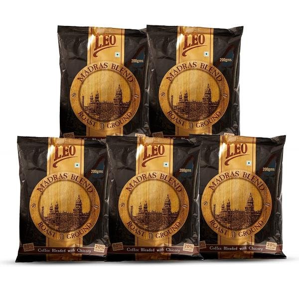 leo coffee madras blend filter coffee powder medium roast rich and creamy texture 200 g pack of 5 product images orvucamkarh p598159480 0 202302062132