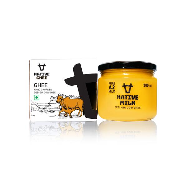 native milk pure a2 cow ghee with a2 milk protein pure desi gir cow ghee hand churned vedic bilona method no added preservatives glass bottle 300ml product images orvec0qu4fm p591294234 0 202205132004