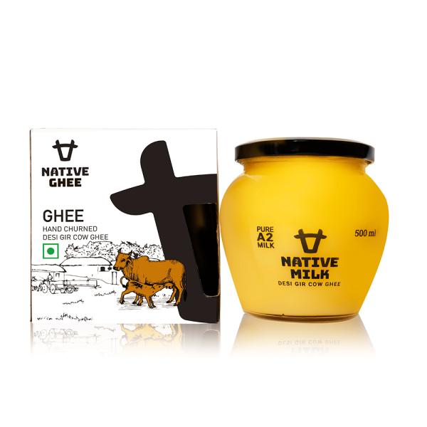 native milk pure a2 cow ghee with a2 milk protein pure desi gir cow ghee hand churned vedic bilona method no added preservatives glass bottle 500ml product images orvin85e34k p591294179 0 202205132003