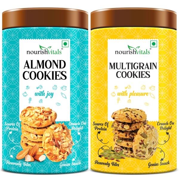 nourishvitals almond cookies multigrain cookies heavenly bites source of protein crunchy delights genius snack 120g each product images orvktsjdu4u p594174606 0 202209301325