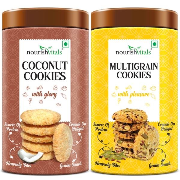 nourishvitals coconut cookies multigrain cookies heavenly bites source of protein crunchy delights genius snack 120g each product images orvhkdhwr1k p594174136 0 202209301308