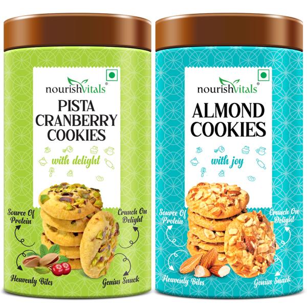 nourishvitals pista cranberry cookies almond cookies heavenly bites source of protein crunchy delights genius snack 120g each product images orvlysjzkhe p594175006 0 202209301339