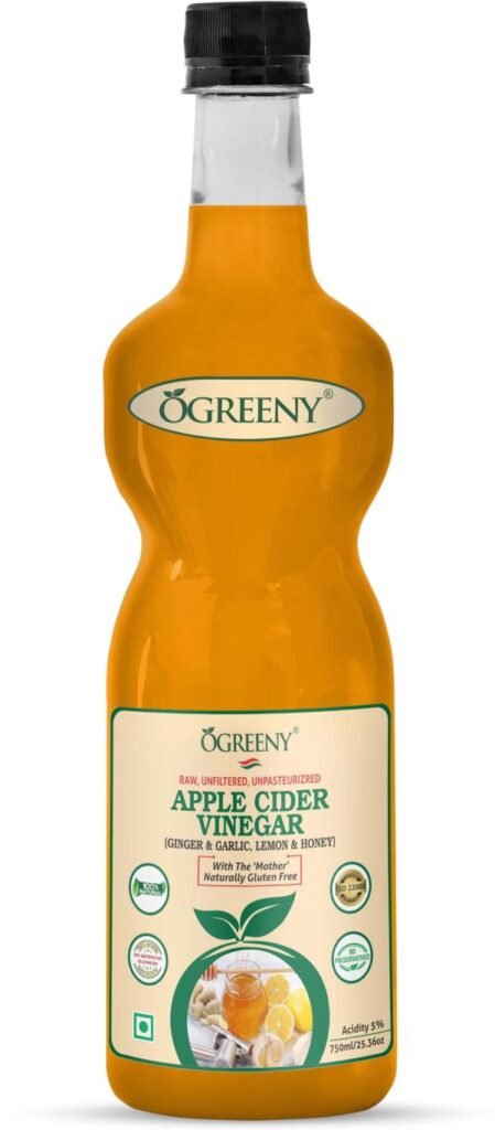 ogreeny apple cider vinegar with mother and blend of garlic ginger lemon 750 ml pack of 1 product images orvz0tl6png p594702022 0 202210202037