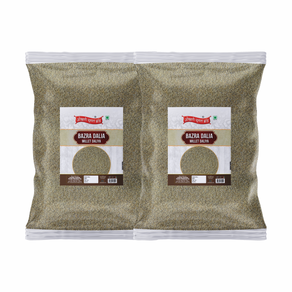 Okhli Musal Brand A+ Bajra Daliya Khichdi| Bandikui Cracked Broken Bajra/Pearl Millet Porridge/Khichdi| Sajje Millet Khichdi Daliya-1960g(980g* 2Pkt)