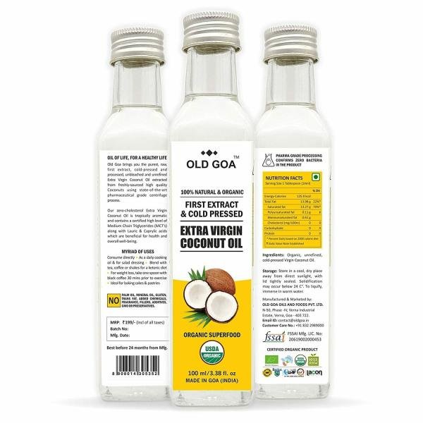 oldgoa cold pressed virgin coconut oil for cooking salad personal care pure organic edible made with fresh coconut milk anti spillage bottle 100ml product images orvuicmdcb8 p595989564 0 202212022014