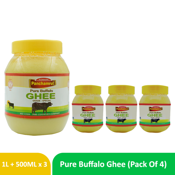 panchamrut dairy pure desi agmark buffalo ghee combo desi buffalo cow ghee with rich aroma 1 liter 200ml x 3 buffalo ghee combo pack product images orvoplog833 p596084316 0 202212061124