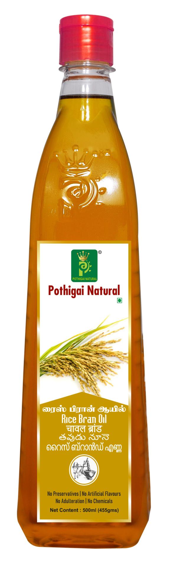 pothigai natural rice bran oil 500 ml premium cold pressed cooking oil source of good fats suitable for deep frying naturally made 100 pure physically refined rice bran oil pack of 1 product images orvn1su1ooy p598142684 0 202302061012