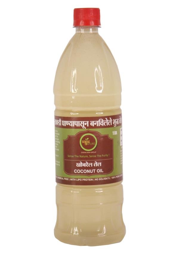 SenseNature Coconut Cold Pressed Oil – Extracted on Wooden Churner (Lakdi Ghana) (1 Liter)