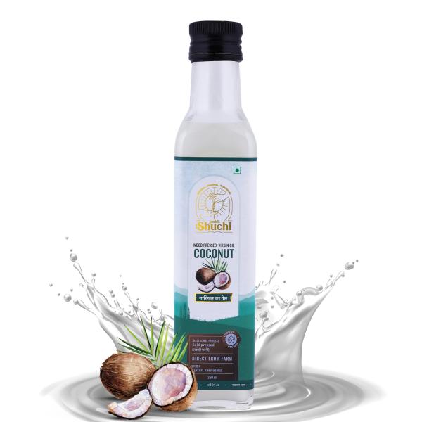 shuchi wood pressed coconut oil 250ml organic cold pressed coconut oil with no preservatives virgin natural healthy cooking oil extracted using lakdi ghani kacchi ghani chekku method product images orvoipmavcg p593914041 0 202209211445