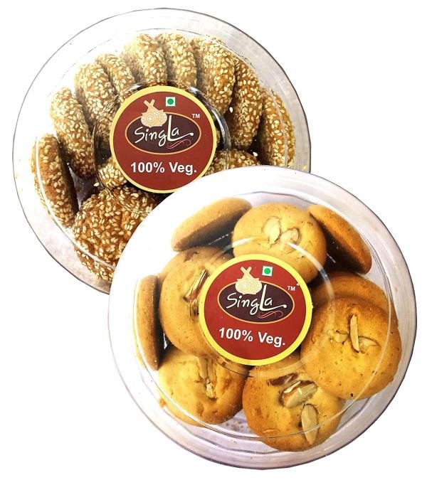 Singla Almonds Cookies Til Cookies Biscuits Combo Box 300G (Pack Of 2)