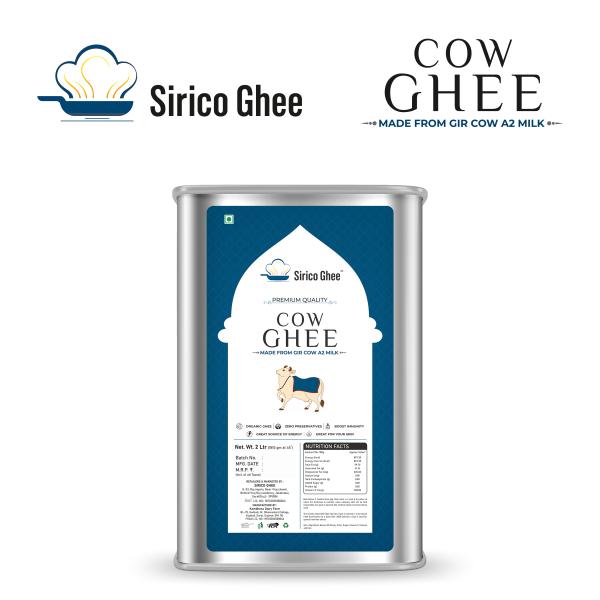 sirico a2 gir cow ghee 2 lit tin lab tested perfect aroma danedar ghee curd churned no added color and preservatives no added fragrance 100 pure hand made a2 gir cow ghee organic ghee 2 ltr tin product images orvptqxf9b8 p598088384 0 202302250424