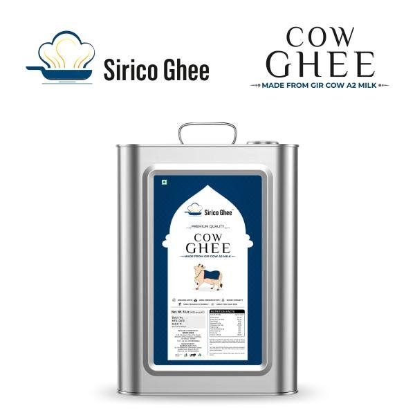 sirico a2 gir cow ghee 5 lit tin lab tested perfect aroma danedar ghee curd churned no added color and preservatives no added fragrance 100 pure hand made a2 gir cow ghee organic ghee 5 ltr tin product images orvtfgwzop5 p598091441 0 202302170658