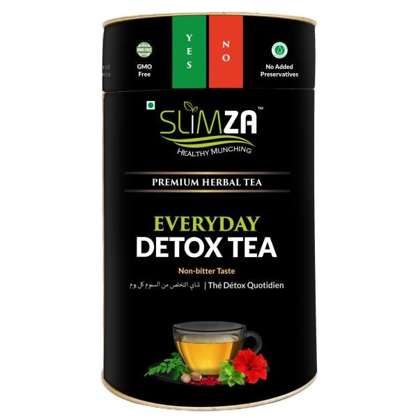 Slimza Premium Everyday Detox Green Tea (100gm) | Whole Leaf Green Tea | Non Bitter | No Sugar | With Moringa, Rose, Hibiscus, Lemon Grass, Mint, Cardamom, Cinnamon, Hibiscus