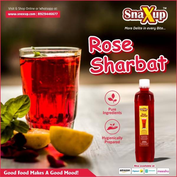 snaxup rose sharbat refreshing cooling say no to harmful carbonated drinks 500 ml pack of 1 product images orvx78tl4cr p595782841 0 202211281723