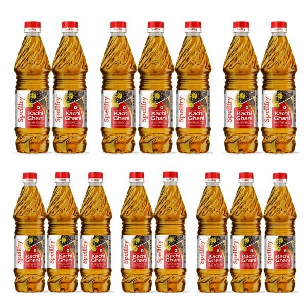 spellfry 100 pure kachi ghani mustard oil 1 l pack of 15 pet bottle product images orvbiimgkk2 p594194260 0 202210011111