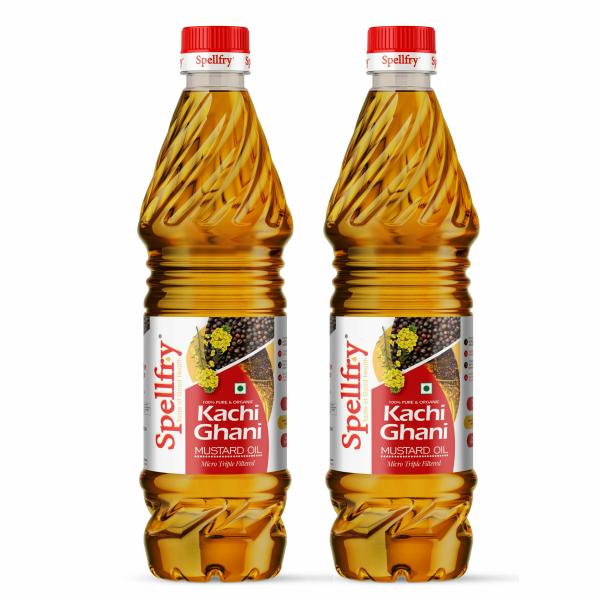 spellfry 100 pure kachi ghani mustard oil 1 l pack of 2 pet bottle product images orvikfnhbbu p594252564 0 202210040752