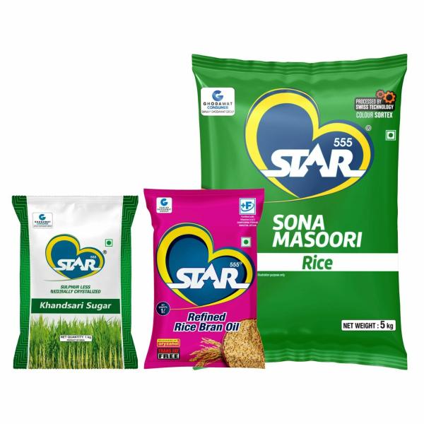 star 555 sona masoori rice pouch 5 kg rice bran oil 1 litre khandsari sugar 1 kg combo product images orvwrawlna9 p596990183 0 202301062010