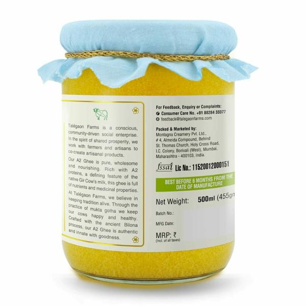 talegaon farms pure a2 cow desi ghee made using vedic bilona method made traditionally from curd premium artisanal gir cow ghee 500ml glass bottle product images orvtfqbnhhi p592386148 2 202207061013