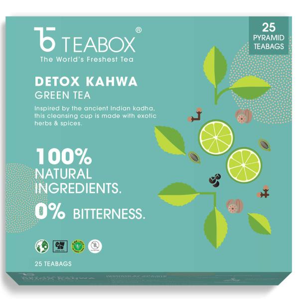 teabox detox kahwa green tea bags 25 pieces for natural body cleanse cold relief made with 100 indian herbs spices 2 free samples included product images orv9sikzu9i p592067998 0 202206140119