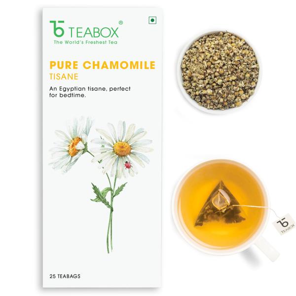 teabox pure chamomile tea 25 pyramid tea bags for stress relief good sleep made with only 100 natural chamomile flowers 0 caffeine product images orvacyhapqw p591264674 0 202205100753