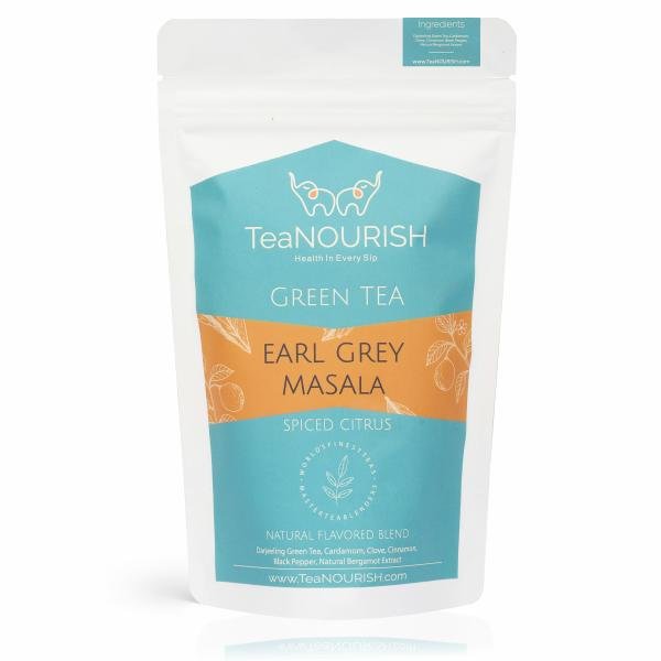 teanourish earl grey masala green tea pure loose leaf tea blended with indian aromatic spices enriched with natural bergamot extract 100gms pack product images orvw0cxaoyl p596079087 0 202212051918