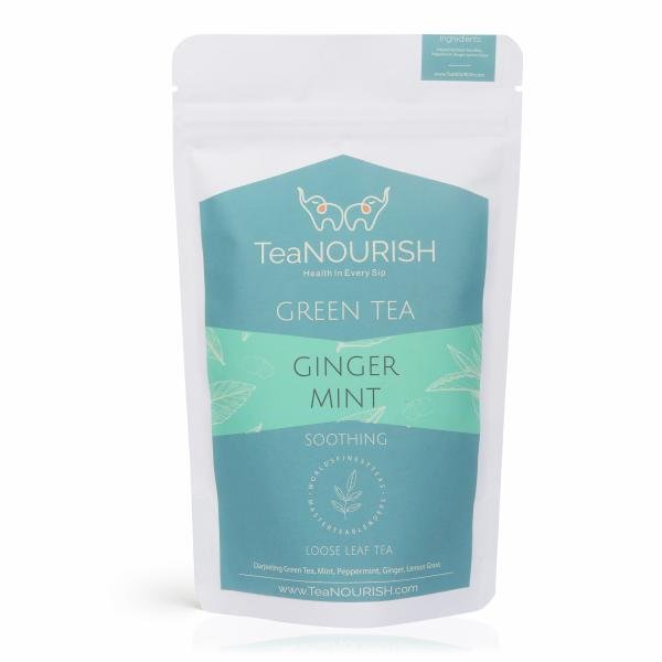 teanourish ginger mint green tea loose leaf tea daily wellness soothing refreshing 100 natural ingredients 100gms pack product images orv7dcr7aqe p596079083 0 202212051918