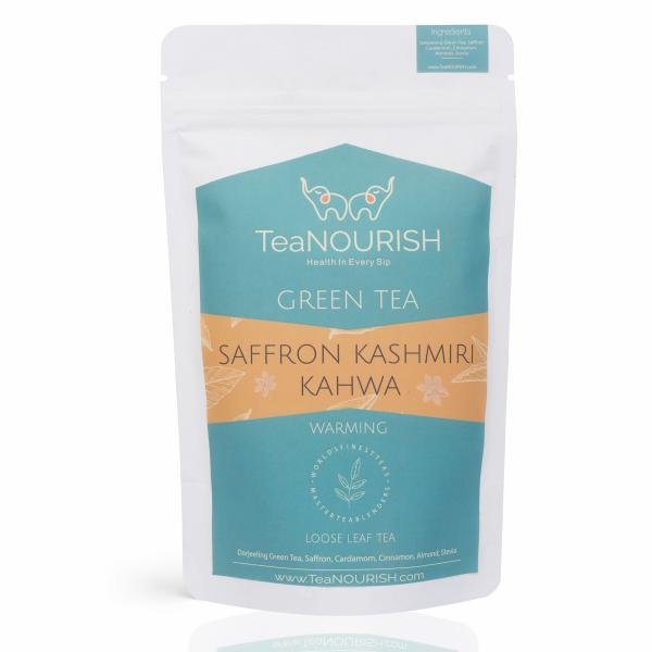 teanourish saffron kashmiri kahwa loose leaf tea with saffron cardamom cinnamon almond improves digestion boosts immunity 100gms pack product images orvtv8sdfig p598685609 0 202302230309