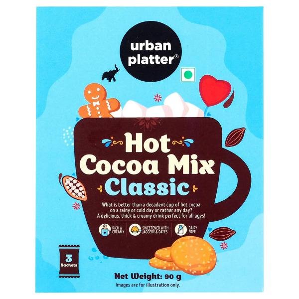 urban platter vegan classic hot cocoa mix 90g 3 sachets of 30g each makes a rich bold and creamy hot chocolate beverage sweetened with jaggery and dates delightfully indulgent product images orv8tjtk6h0 p596049716 0 202212040146