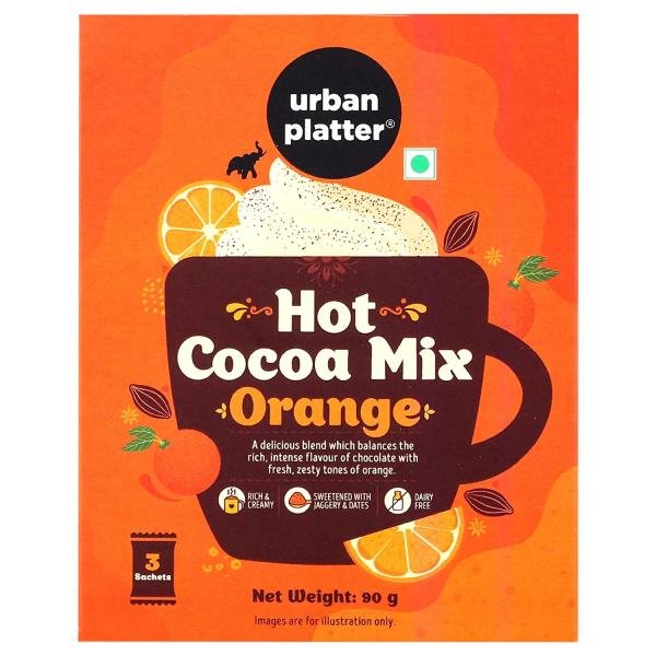 urban platter vegan orange hot cocoa mix 90g 3 sachets of 30g each makes a rich bold and creamy orange falvoured hot chocolate beverage sweetened with jaggery and dates delightfully indulgent product images orv8berxuze p596044166 0 202212032341