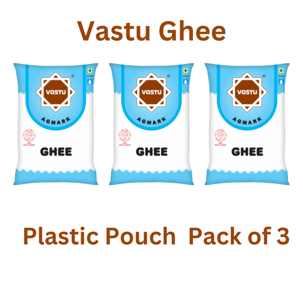 vastu 100 pure daanedaar ghee with rich aroma naturally improves digestion 1 litre pouch pack of 3 product images orvp3hzswm5 p596558131 0 202301201036