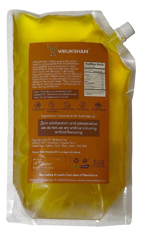 viruksham 1 ltr wood cold pressed unrefined groundnut or virgin peanut oil mara checku ghani kolhu product images orvqapl2mai p597002123 1 202301071253